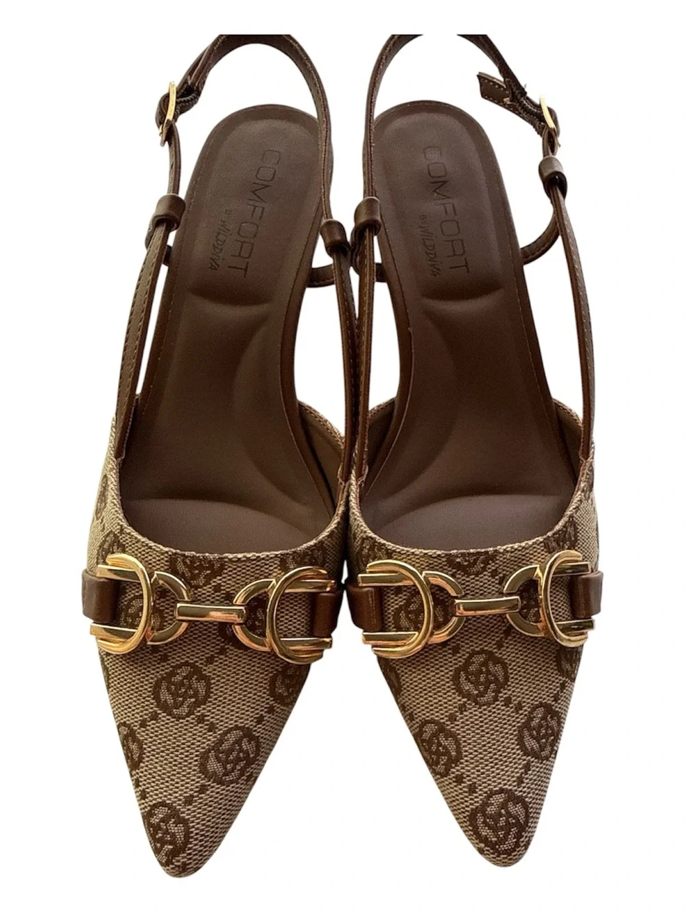 Comfort Slingback Pointed Toe Kitten Heels